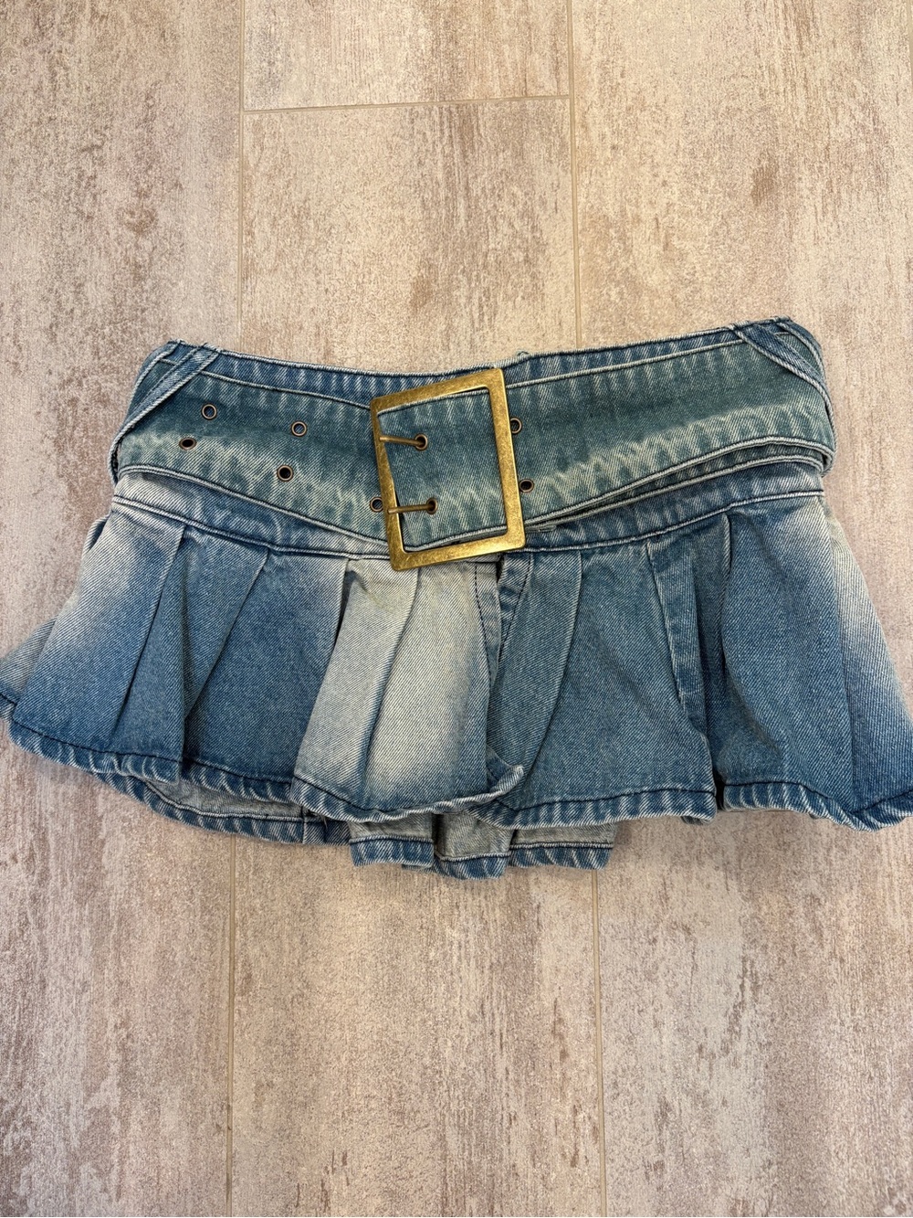 Jaded London Ludlow Denim Pleated Mini Skirt
